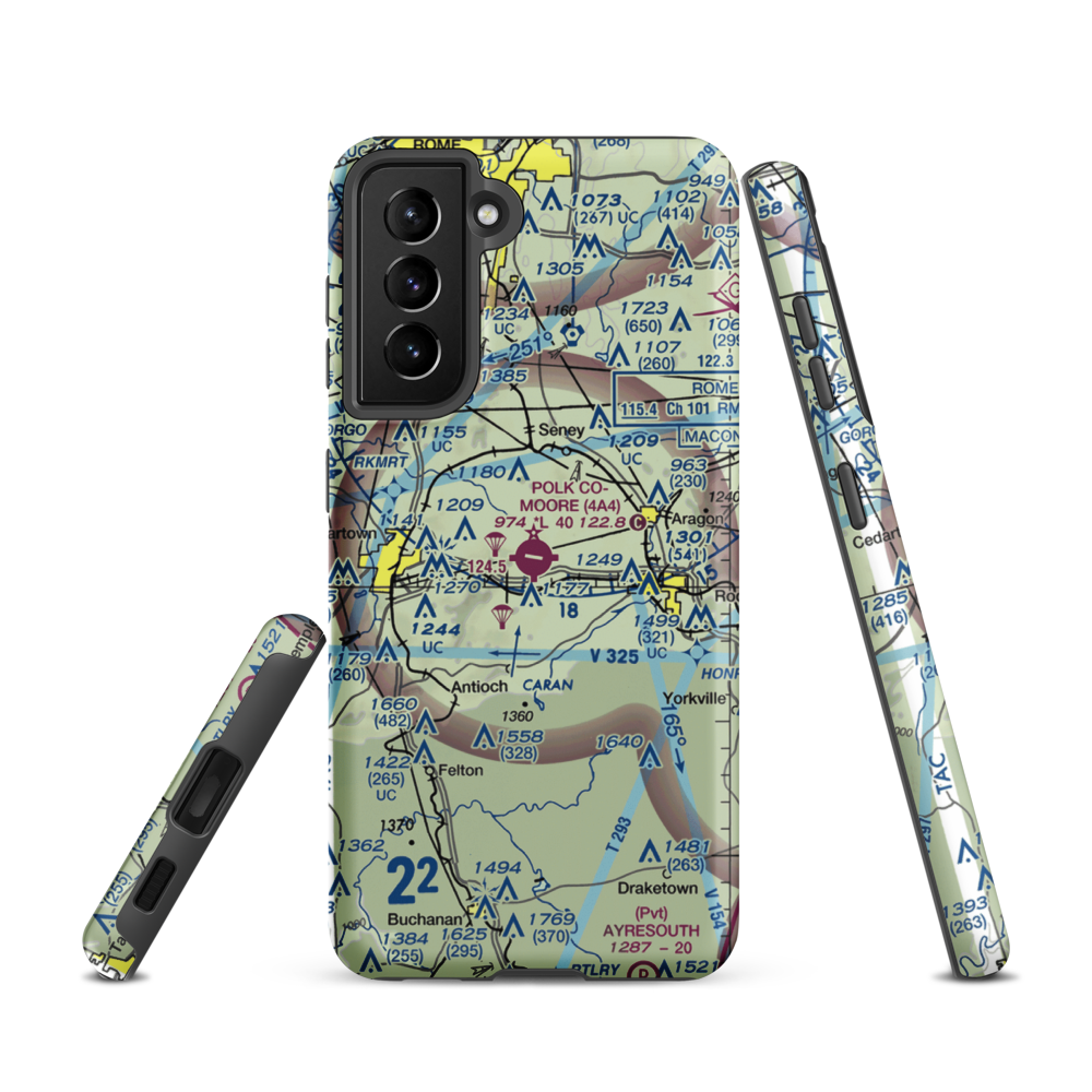 Polk County Airport- Cornelius Moore Field (4A4) VFR Sectional Samsung Phone Case Samsung Galaxy S21 model shown