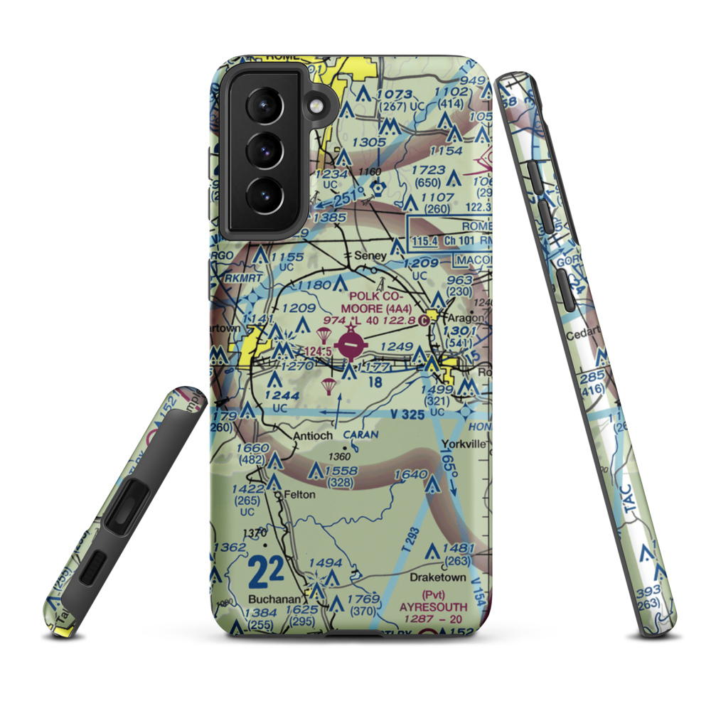 Polk County Airport- Cornelius Moore Field (4A4) VFR Sectional Samsung Phone Case Samsung Galaxy S21 FE model shown