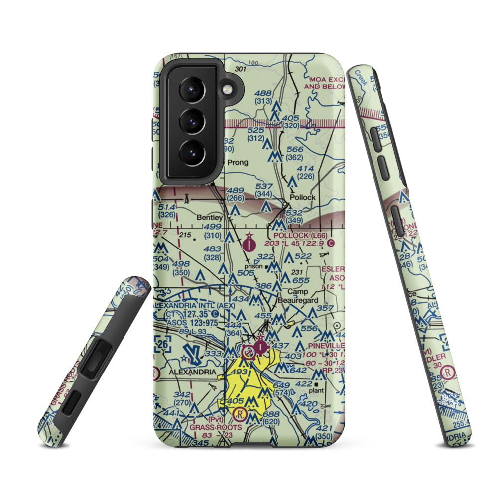 Pollock Municipal Airport (L66) VFR Sectional Samsung Phone Case Samsung Galaxy S21 FE model shown