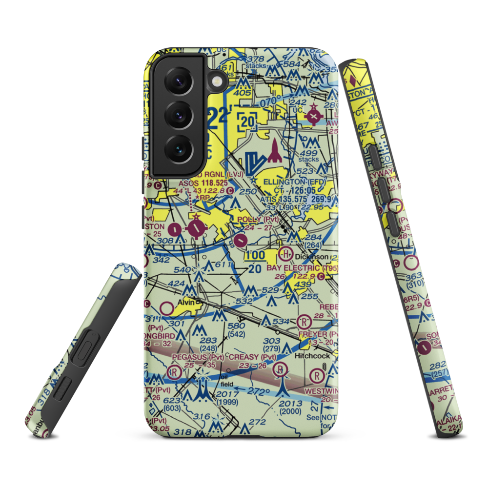 Polly Ranch Airport (7XS0) VFR Sectional Samsung Phone Case Samsung Galaxy S22 Plus model shown