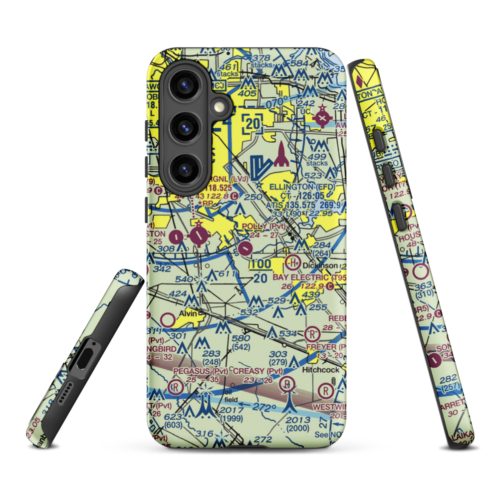 Polly Ranch Airport (7XS0) VFR Sectional Samsung Phone Case Samsung Galaxy S24 Plus model shown