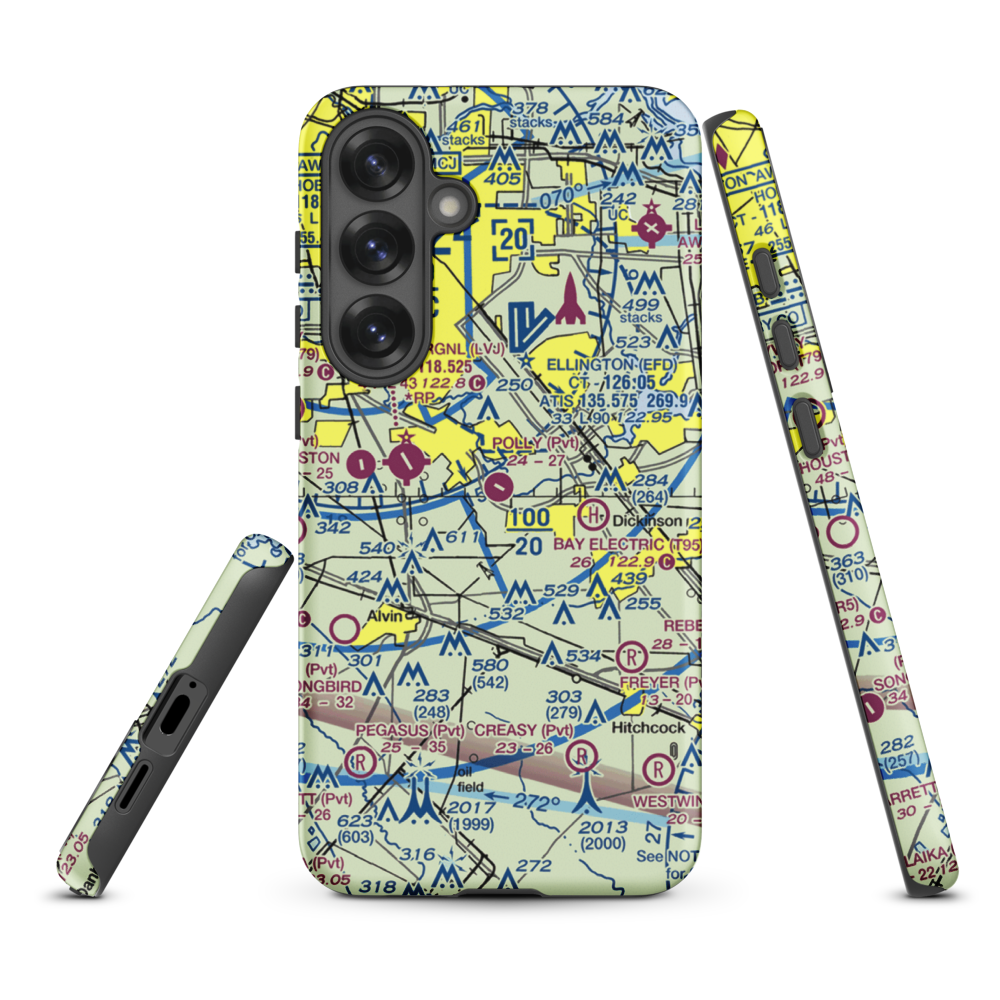 Polly Ranch Airport (7XS0) VFR Sectional Samsung Phone Case Samsung Galaxy S25 Plus model shown