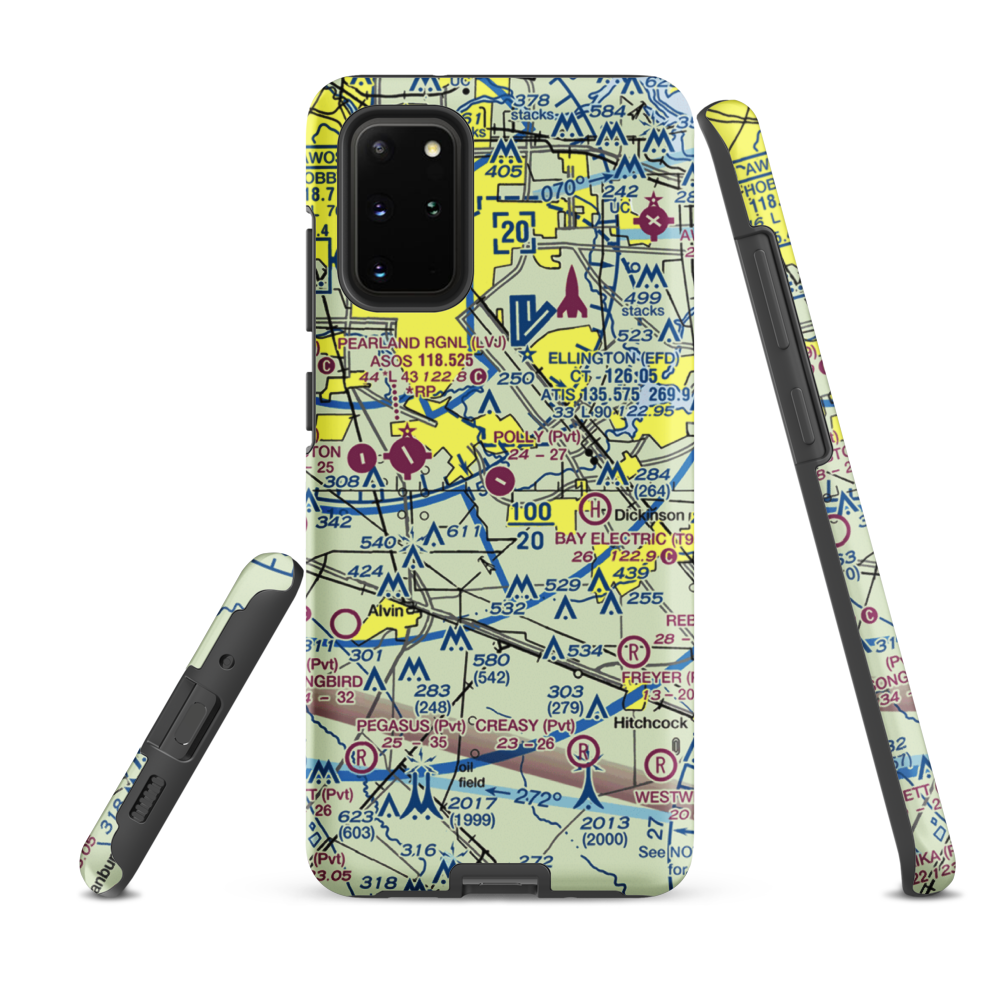 Polly Ranch Airport (7XS0) VFR Sectional Samsung Phone Case Samsung Galaxy S20 Plus model shown
