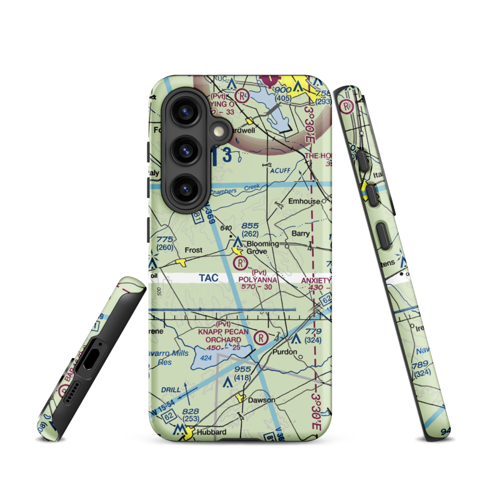Polyanna Ranch Airport (4TE1) VFR Sectional Samsung Phone Case Samsung Galaxy S24 model shown