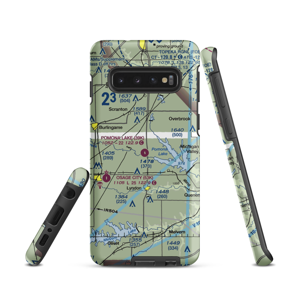Pomona Lake Airport (39K) VFR Sectional Samsung Phone Case Samsung Galaxy S10 model shown