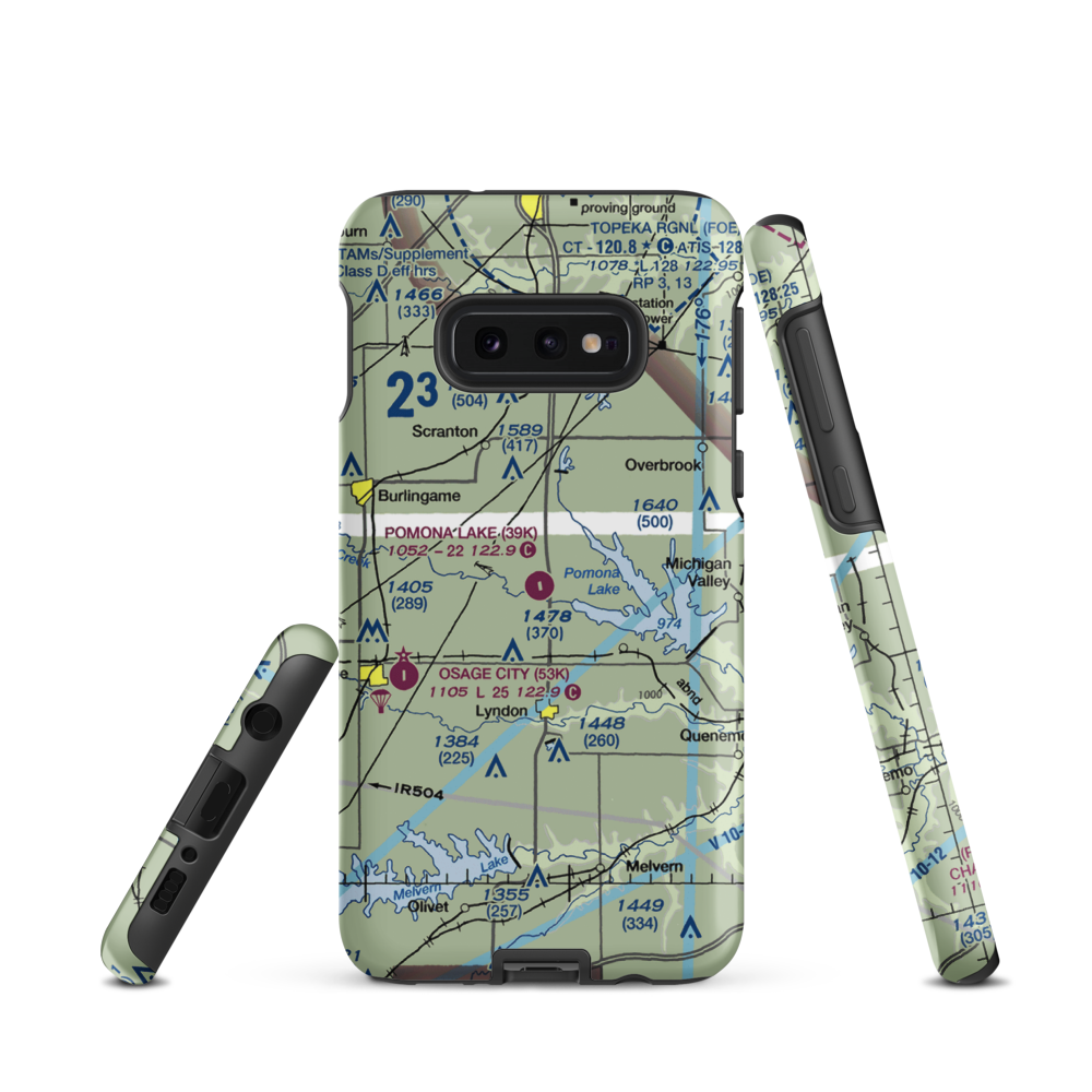 Pomona Lake Airport (39K) VFR Sectional Samsung Phone Case Samsung Galaxy S10 Plus model shown