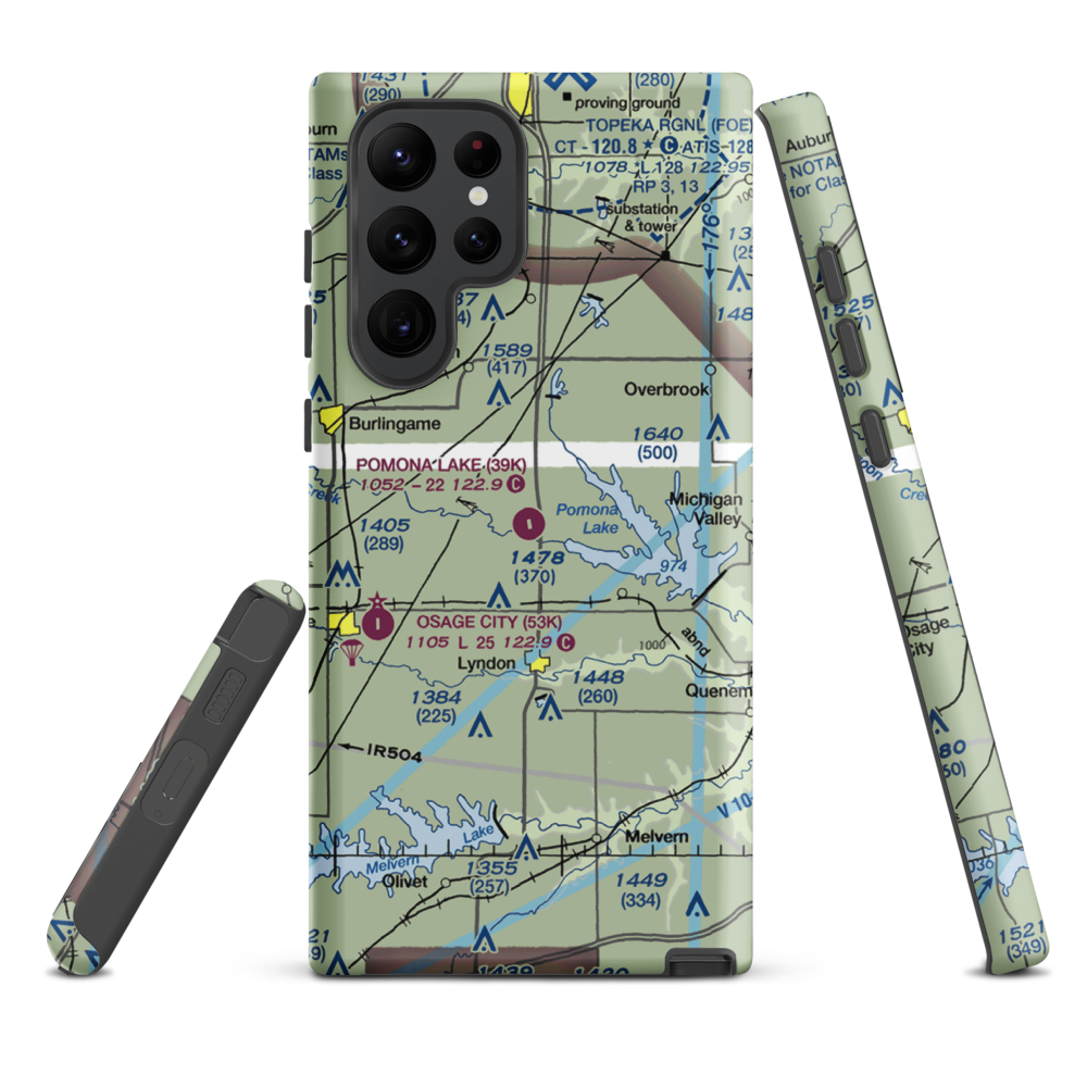 Pomona Lake Airport (39K) VFR Sectional Samsung Phone Case Samsung Galaxy S22 Ultra model shown