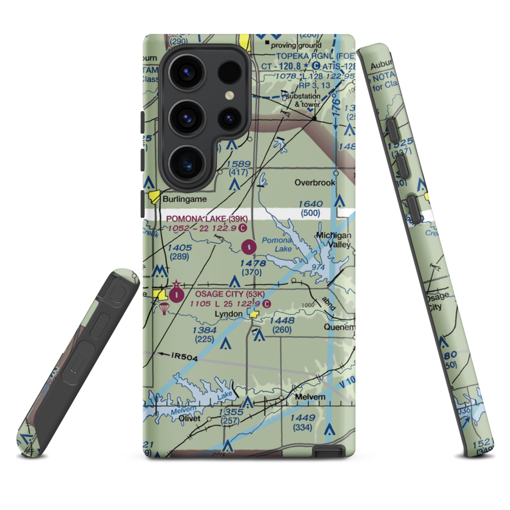 Pomona Lake Airport (39K) VFR Sectional Samsung Phone Case Samsung Galaxy S23 Ultra model shown