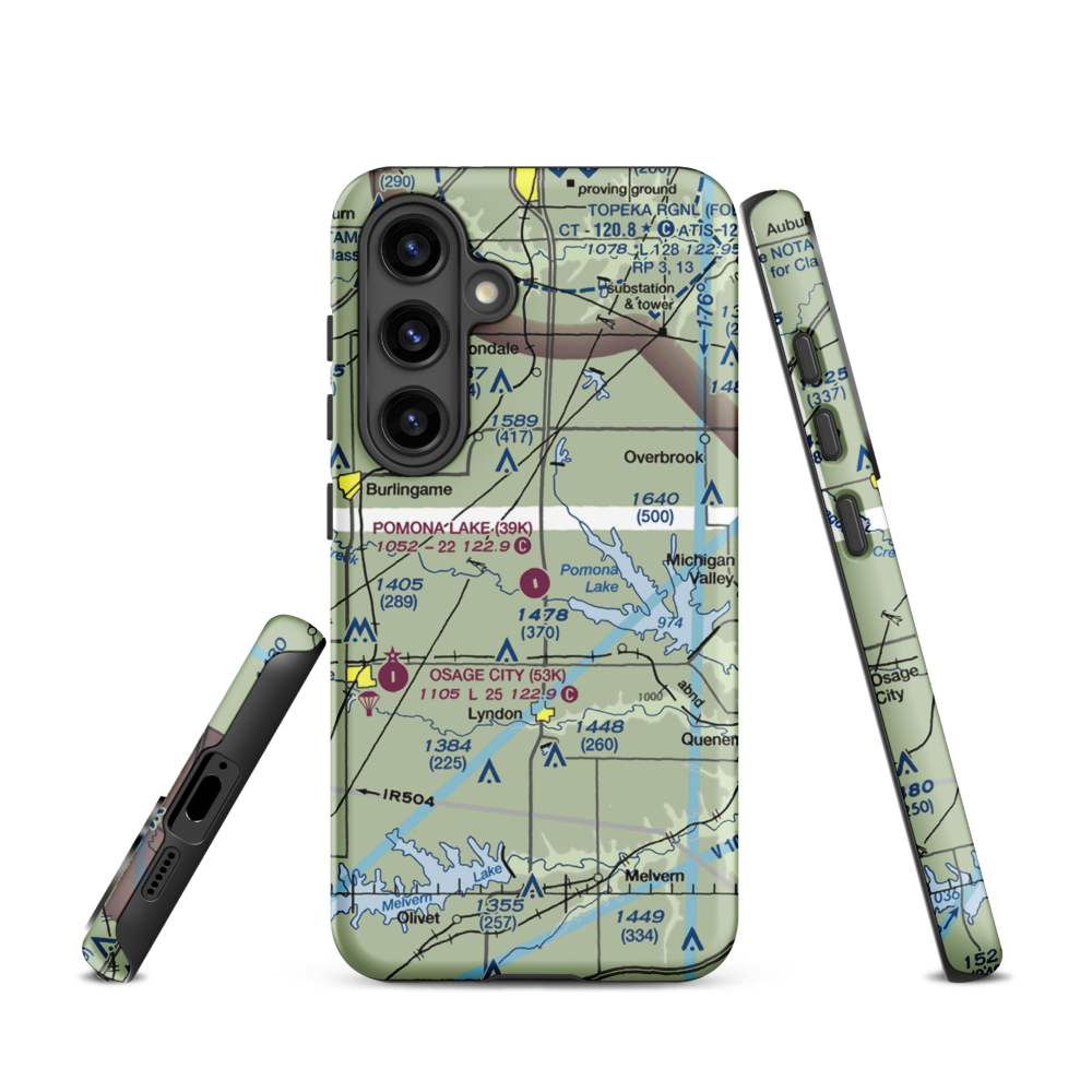 Pomona Lake Airport (39K) VFR Sectional Samsung Phone Case Samsung Galaxy S24 model shown