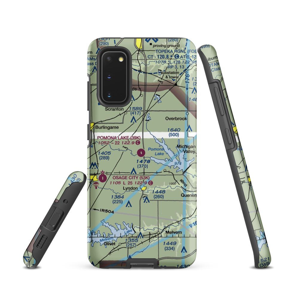 Pomona Lake Airport (39K) VFR Sectional Samsung Phone Case Samsung Galaxy S20 model shown