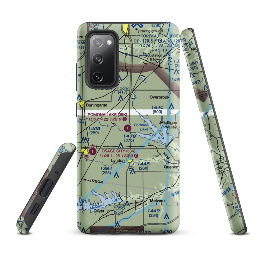 Pomona Lake Airport (39K) VFR Sectional Samsung Phone Case Samsung Galaxy S20 FE model shown