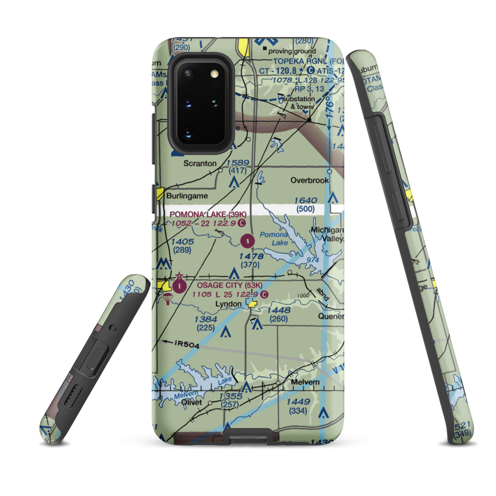 Pomona Lake Airport (39K) VFR Sectional Samsung Phone Case Samsung Galaxy S20 Plus model shown