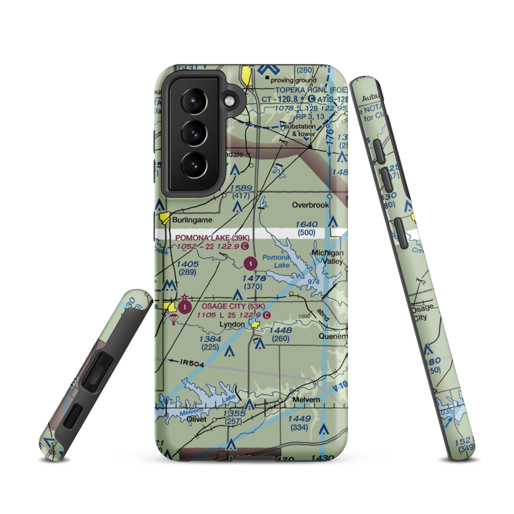 Pomona Lake Airport (39K) VFR Sectional Samsung Phone Case Samsung Galaxy S21 model shown