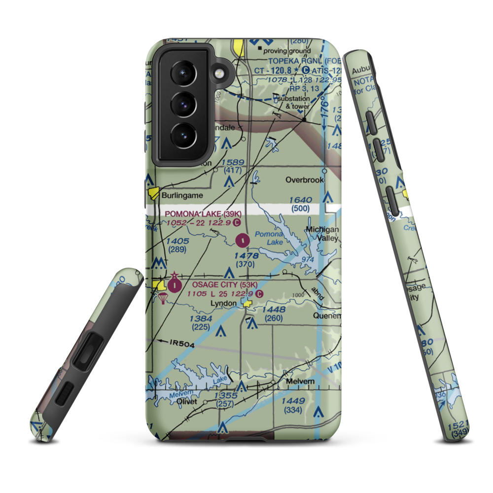 Pomona Lake Airport (39K) VFR Sectional Samsung Phone Case Samsung Galaxy S21 FE model shown