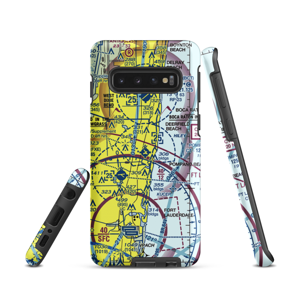 Pompano Beach Airpark (PMP) VFR Sectional Samsung Phone Case Samsung Galaxy S10 model shown