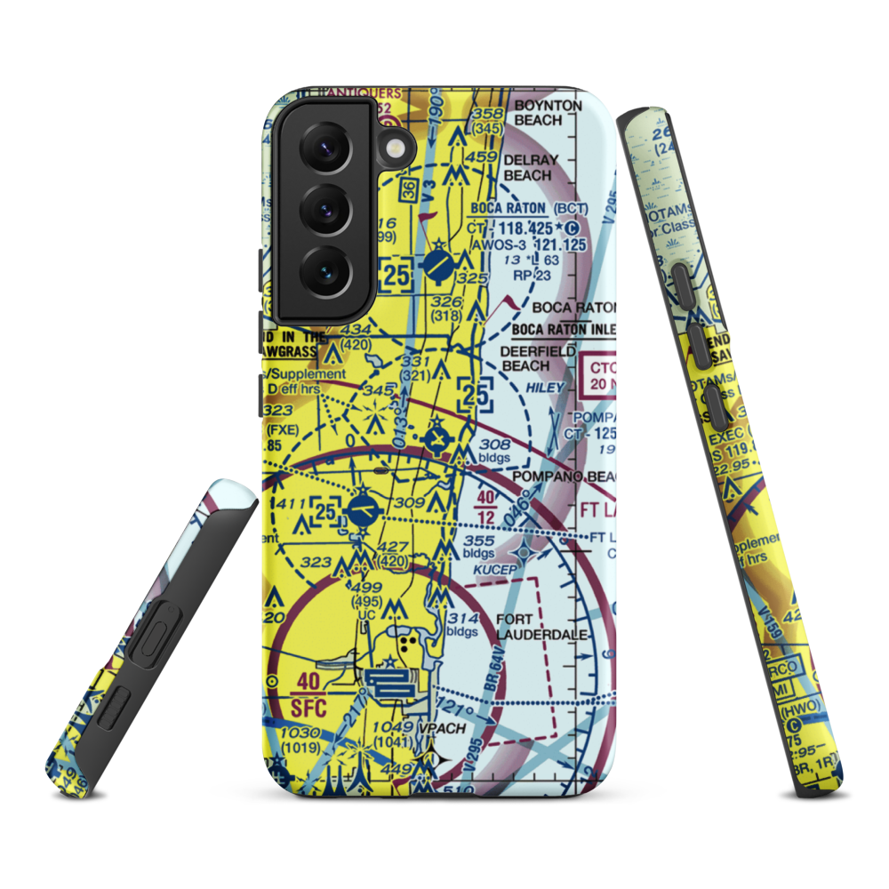 Pompano Beach Airpark (PMP) VFR Sectional Samsung Phone Case Samsung Galaxy S22 Plus model shown