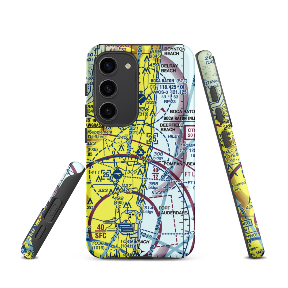 Pompano Beach Airpark (PMP) VFR Sectional Samsung Phone Case Samsung Galaxy S23 model shown
