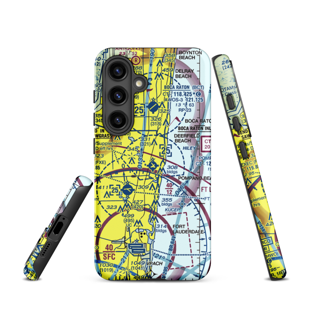 Pompano Beach Airpark (PMP) VFR Sectional Samsung Phone Case Samsung Galaxy S24 model shown