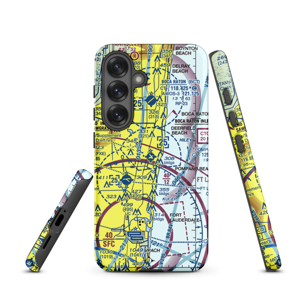 Pompano Beach Airpark (PMP) VFR Sectional Samsung Phone Case Samsung Galaxy S25 model shown