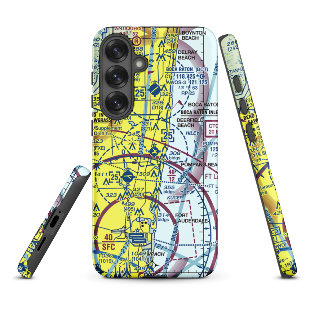 Pompano Beach Airpark (PMP) VFR Sectional Samsung Phone Case Samsung Galaxy S25 Plus model shown