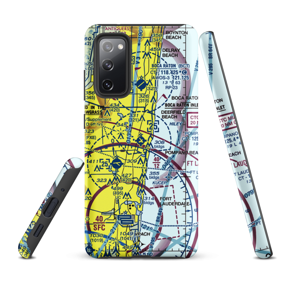 Pompano Beach Airpark (PMP) VFR Sectional Samsung Phone Case Samsung Galaxy S20 FE model shown