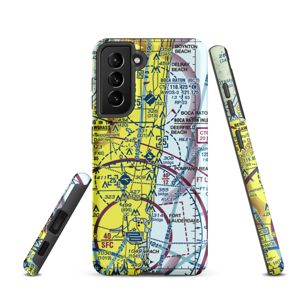 Pompano Beach Airpark (PMP) VFR Sectional Samsung Phone Case Samsung Galaxy S21 model shown