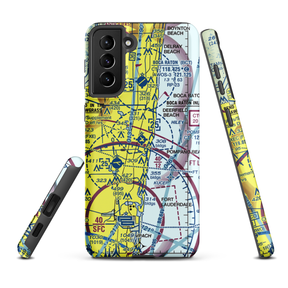 Pompano Beach Airpark (PMP) VFR Sectional Samsung Phone Case Samsung Galaxy S21 Plus model shown