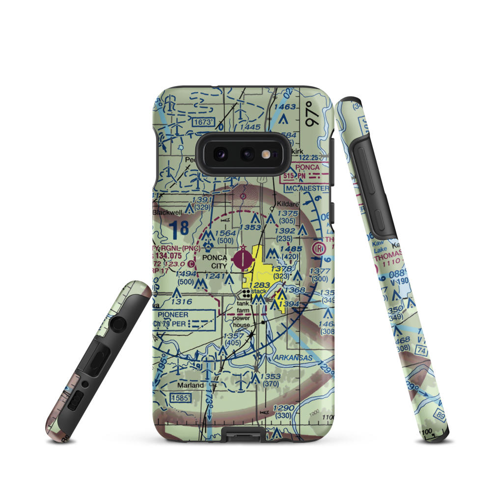 Ponca City Regional Airport (PNC) VFR Sectional Samsung Phone Case Samsung Galaxy S10e model shown