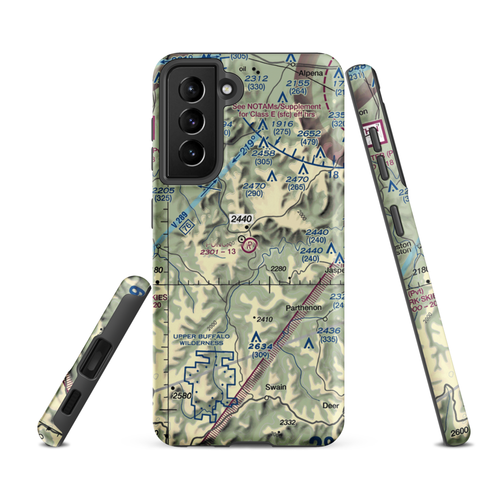 Ponca Int Airport (37AR) VFR Sectional Samsung Phone Case Samsung Galaxy S21 FE model shown