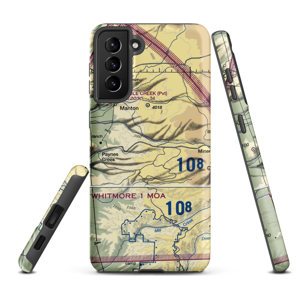 Ponderosa Sky Ranch Airport (52CN) VFR Sectional Samsung Phone Case Samsung Galaxy S21 FE model shown