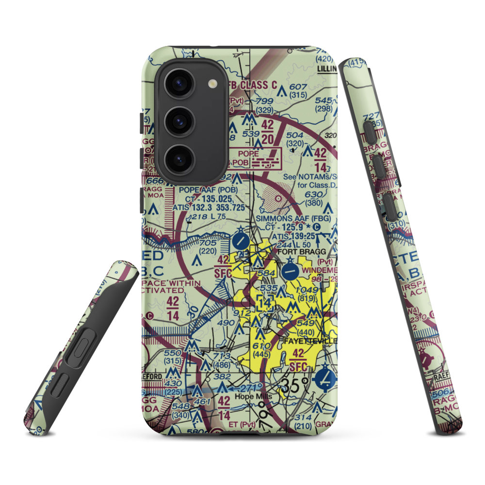 Pope Field (POB) VFR Sectional Samsung Phone Case Samsung Galaxy S23 Plus model shown