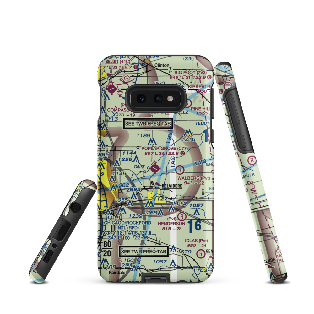 Poplar Grove Airport (C77) VFR Sectional Samsung Phone Case Samsung Galaxy S10 Plus model shown