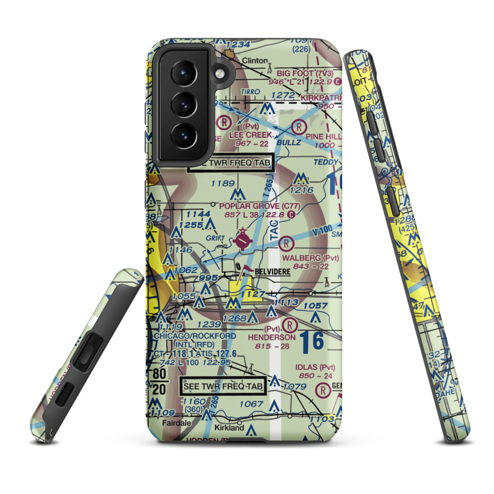 Poplar Grove Airport (C77) VFR Sectional Samsung Phone Case Samsung Galaxy S21 FE model shown