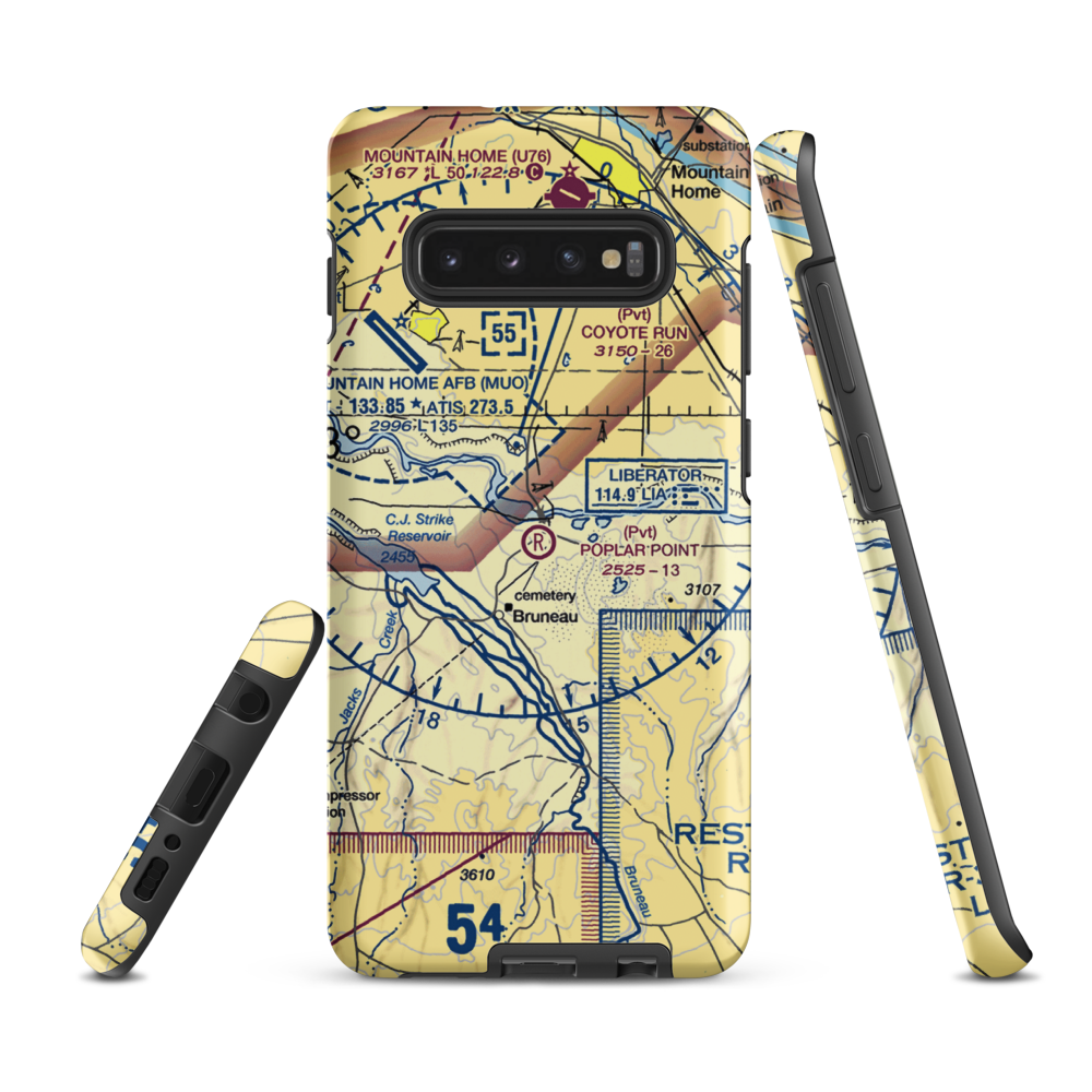 Poplar Point Airport (ID42) VFR Sectional Samsung Phone Case Samsung Galaxy S10 Plus model shown