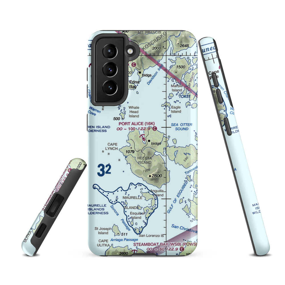 Port Alice Seaplane Base (16K) VFR Sectional Samsung Phone Case Samsung Galaxy S21 FE model shown