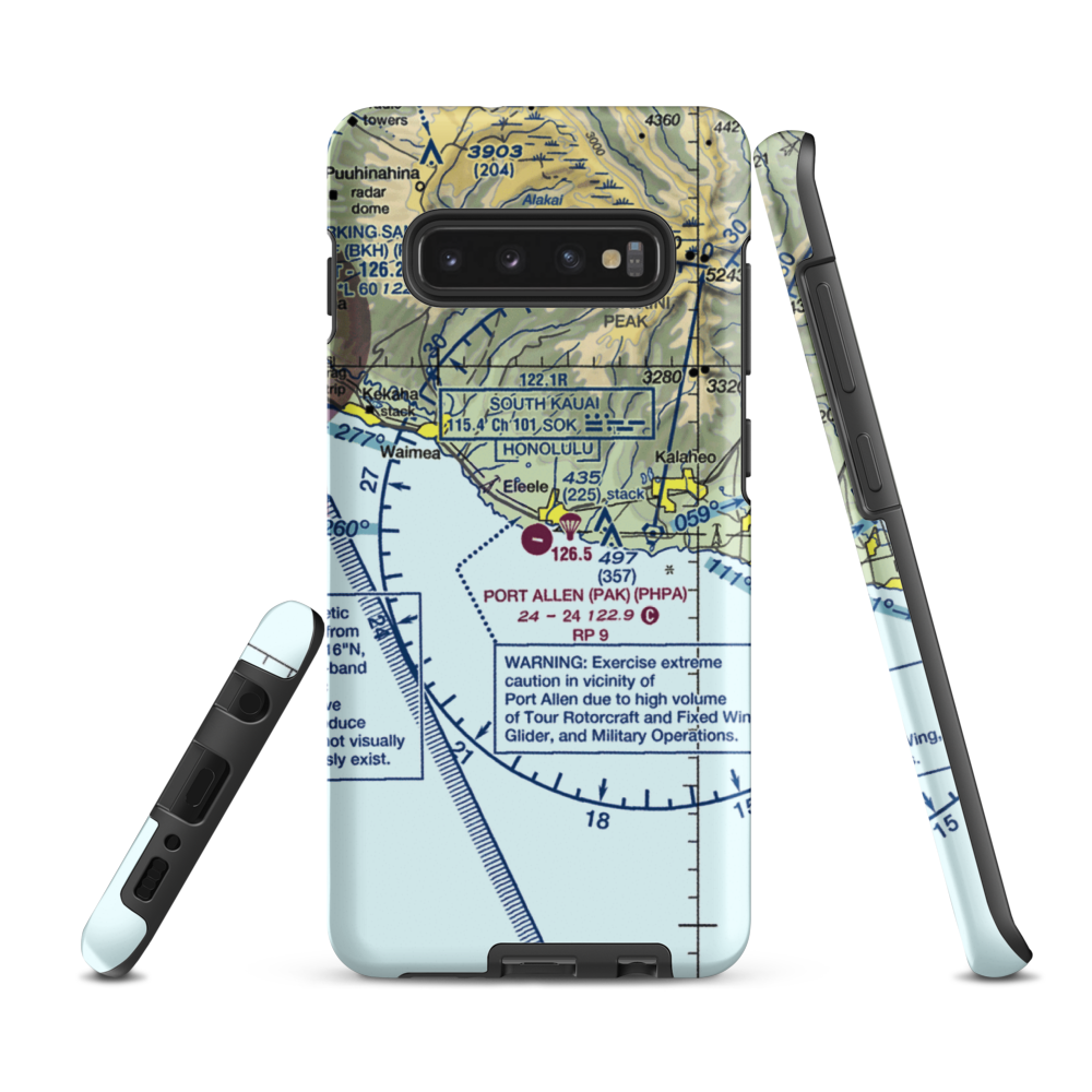 Port Allen Airport (PAK) VFR Sectional Samsung Phone Case Samsung Galaxy S10 Plus model shown