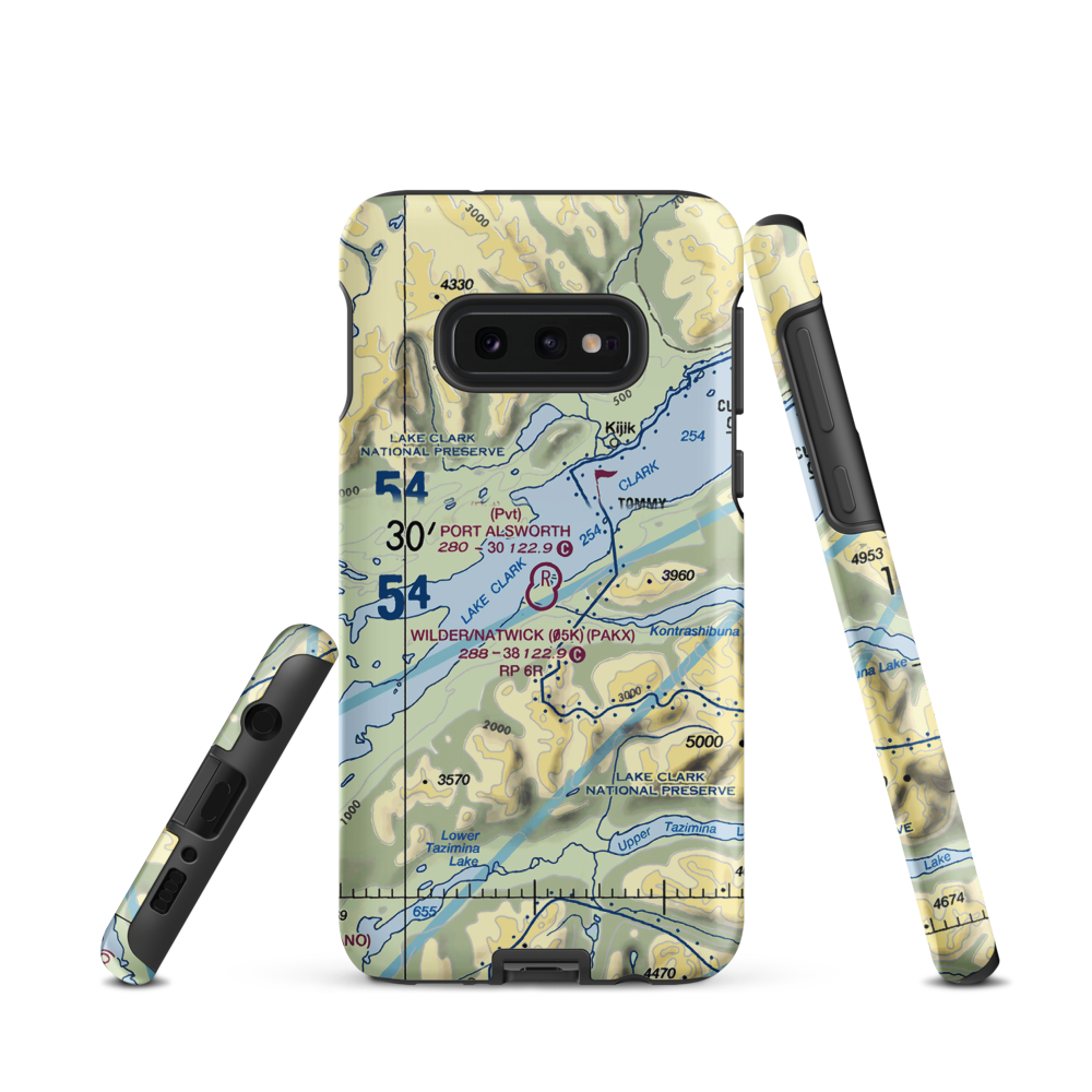 Port Alsworth Airport (TPO) VFR Sectional Samsung Phone Case Samsung Galaxy S10e model shown