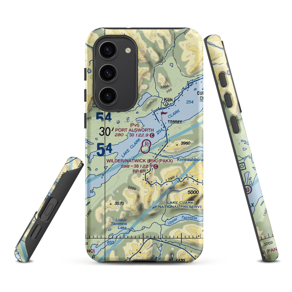 Port Alsworth Airport (TPO) VFR Sectional Samsung Phone Case Samsung Galaxy S23 Plus model shown