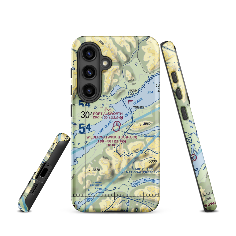 Port Alsworth Airport (TPO) VFR Sectional Samsung Phone Case Samsung Galaxy S24 model shown