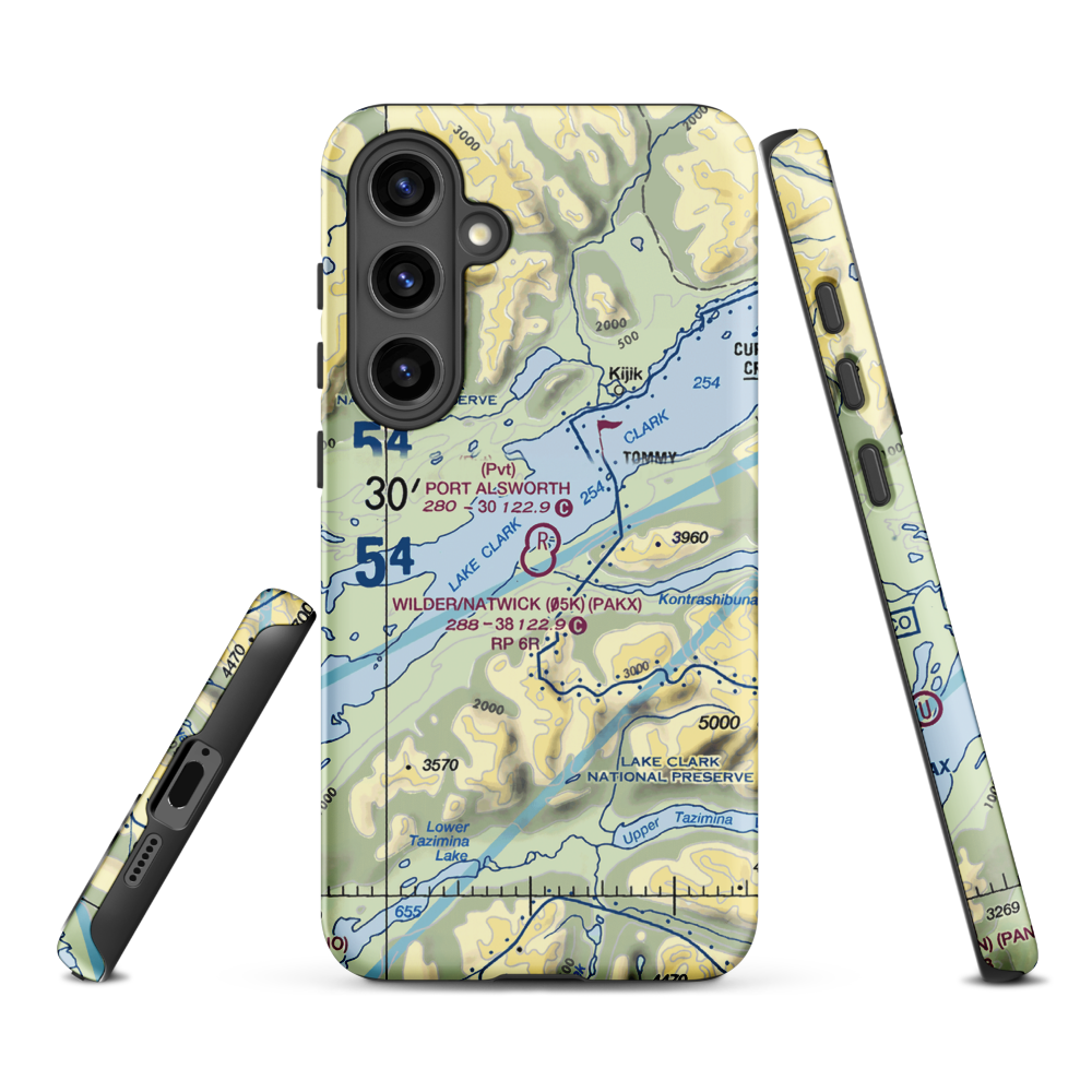Port Alsworth Airport (TPO) VFR Sectional Samsung Phone Case Samsung Galaxy S24 Plus model shown