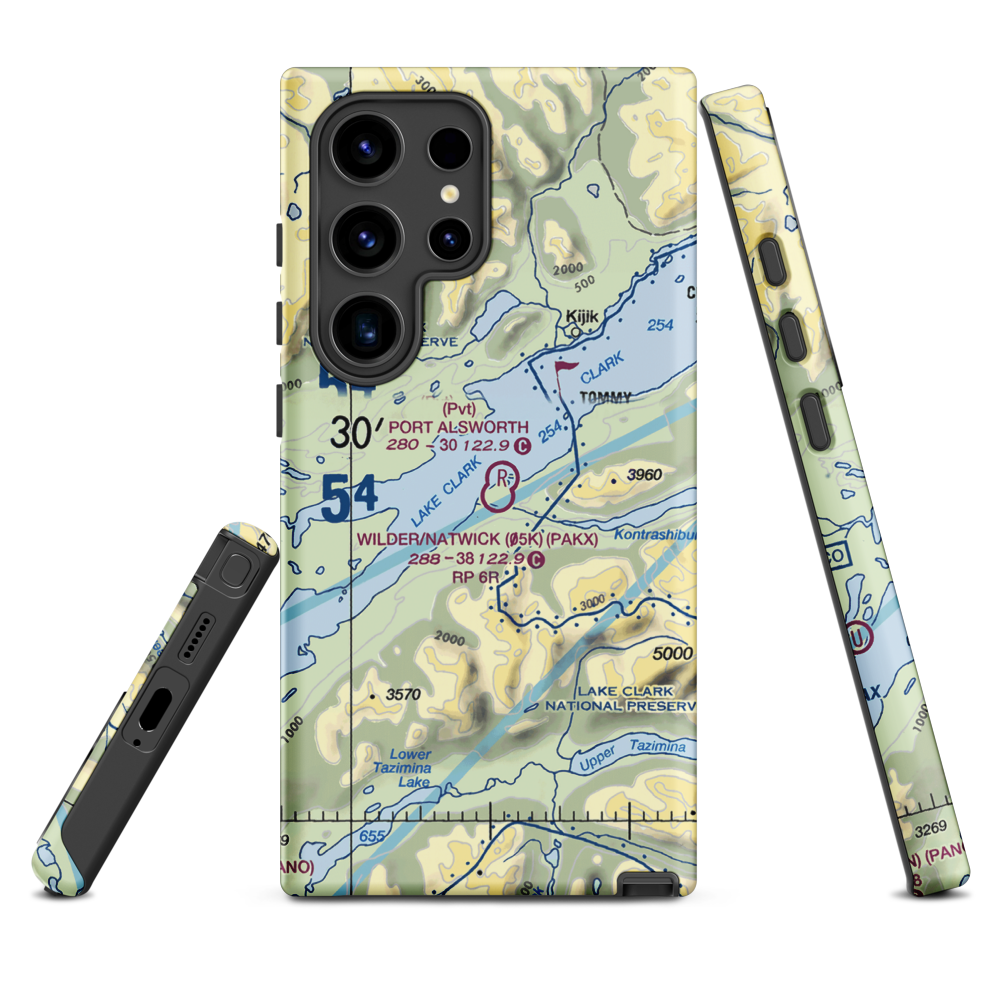 Port Alsworth Airport (TPO) VFR Sectional Samsung Phone Case Samsung Galaxy S24 Ultra model shown