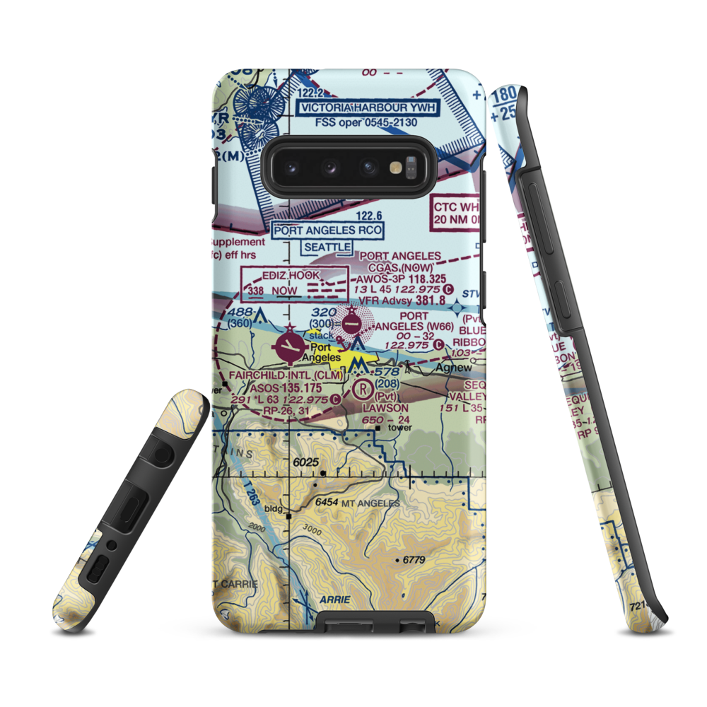 Port Angeles Seaplane Base (W66) VFR Sectional Samsung Phone Case Samsung Galaxy S10 Plus model shown