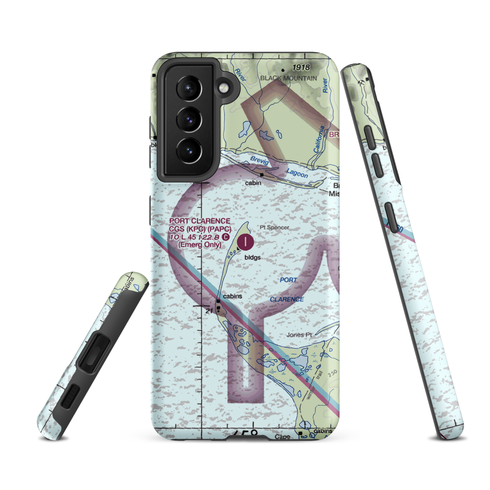 Port Clarence Coast Guard Station (KPC) VFR Sectional Samsung Phone Case Samsung Galaxy S21 FE model shown