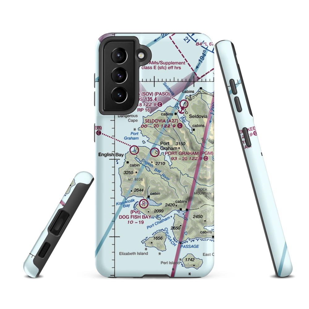 Port Graham Airport (PGM) VFR Sectional Samsung Phone Case Samsung Galaxy S21 Ultra model shown