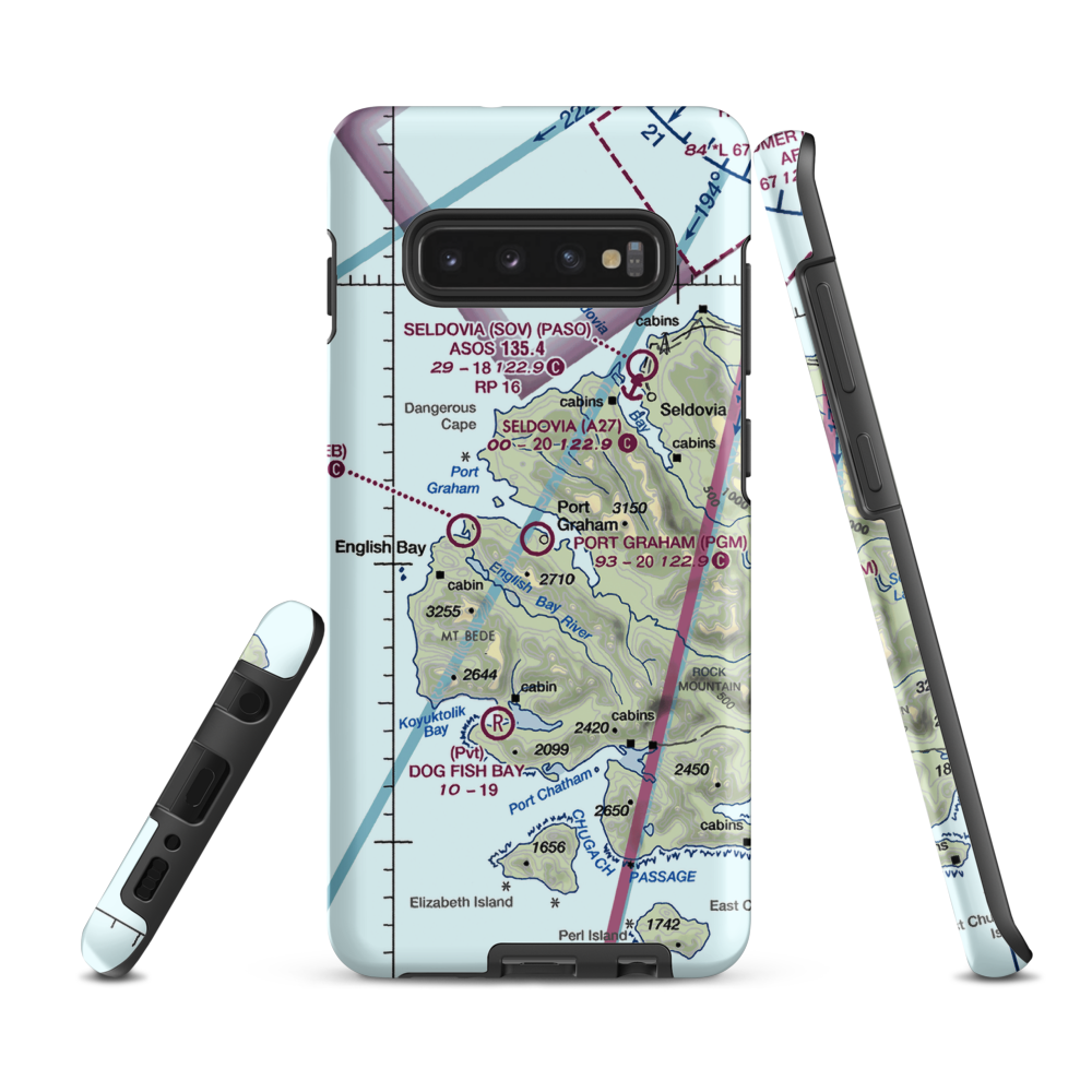 Port Graham Airport (PGM) VFR Sectional Samsung Phone Case Samsung Galaxy S10 Plus model shown