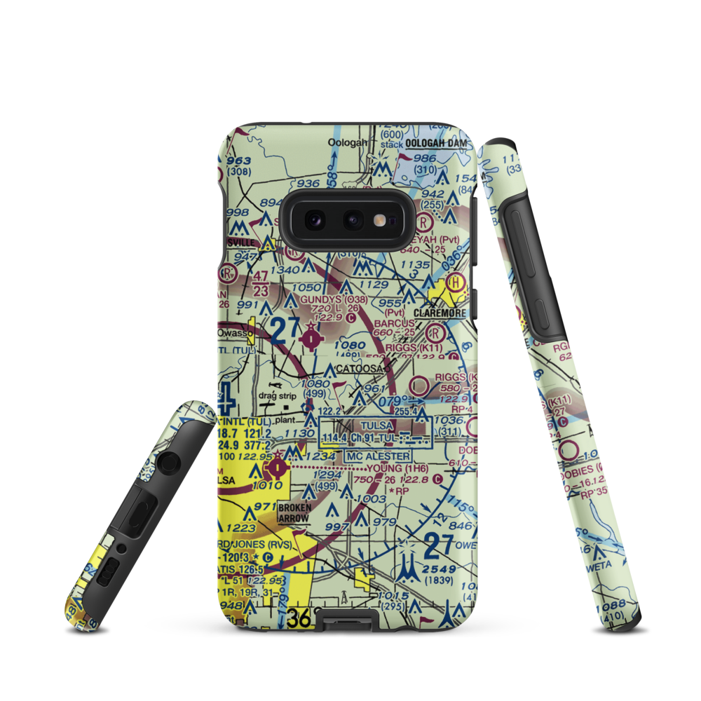 Port of Catoosa Heliport (O64) VFR Sectional Samsung Phone Case Samsung Galaxy S10e model shown