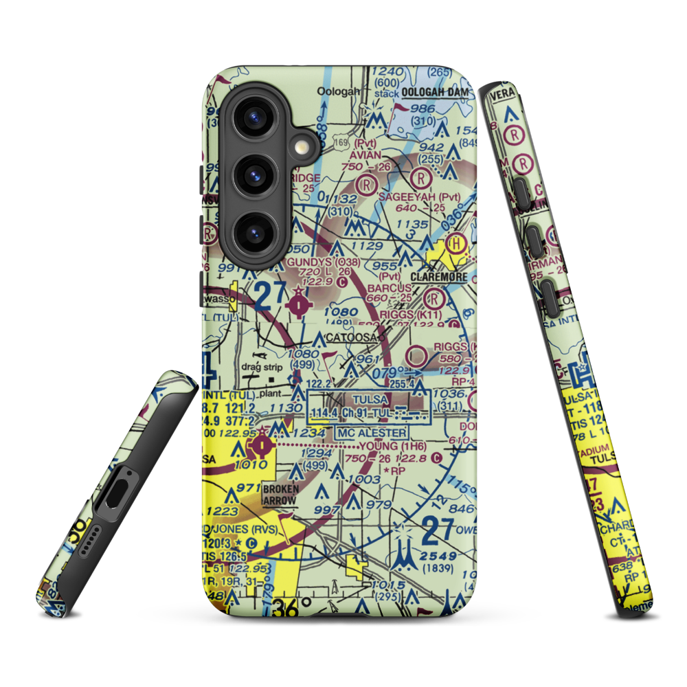 Port of Catoosa Heliport (O64) VFR Sectional Samsung Phone Case Samsung Galaxy S24 Plus model shown