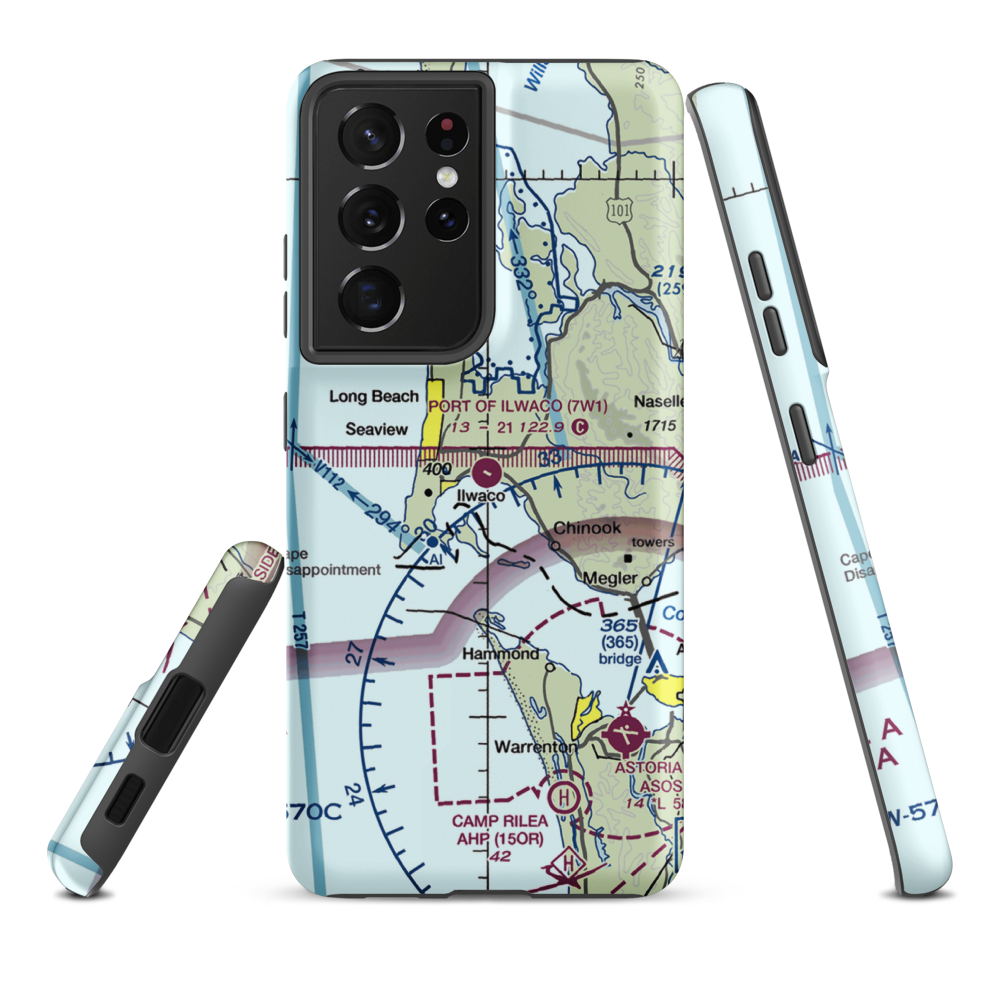 Port of Ilwaco Airport (7W1) VFR Sectional Samsung Phone Case Samsung Galaxy S21 Plus model shown