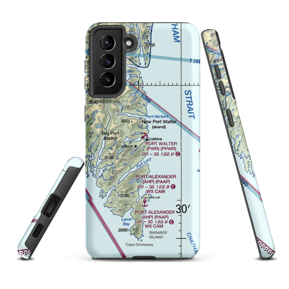 Port Walter Seaplane Base (PWR) VFR Sectional Samsung Phone Case Samsung Galaxy S21 Plus model shown
