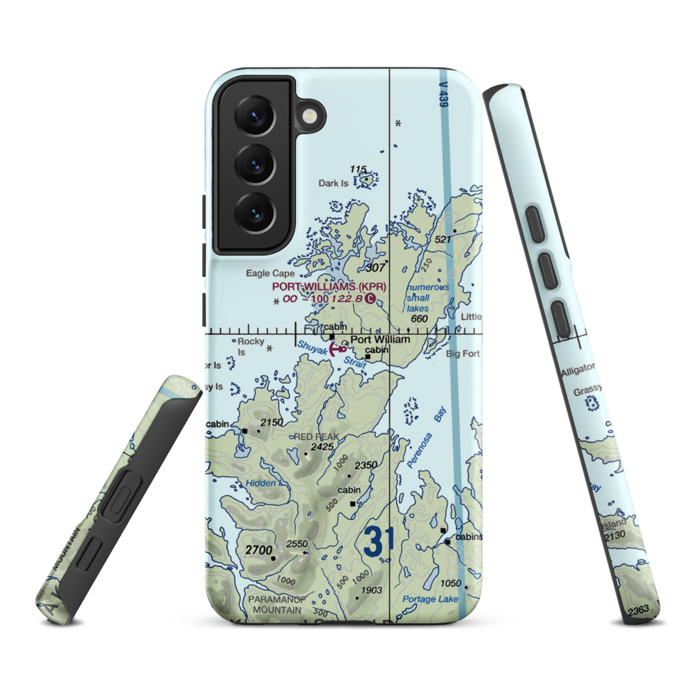 Port Williams Seaplane Base (KPR) VFR Sectional Samsung Phone Case Samsung Galaxy S22 Plus model shown